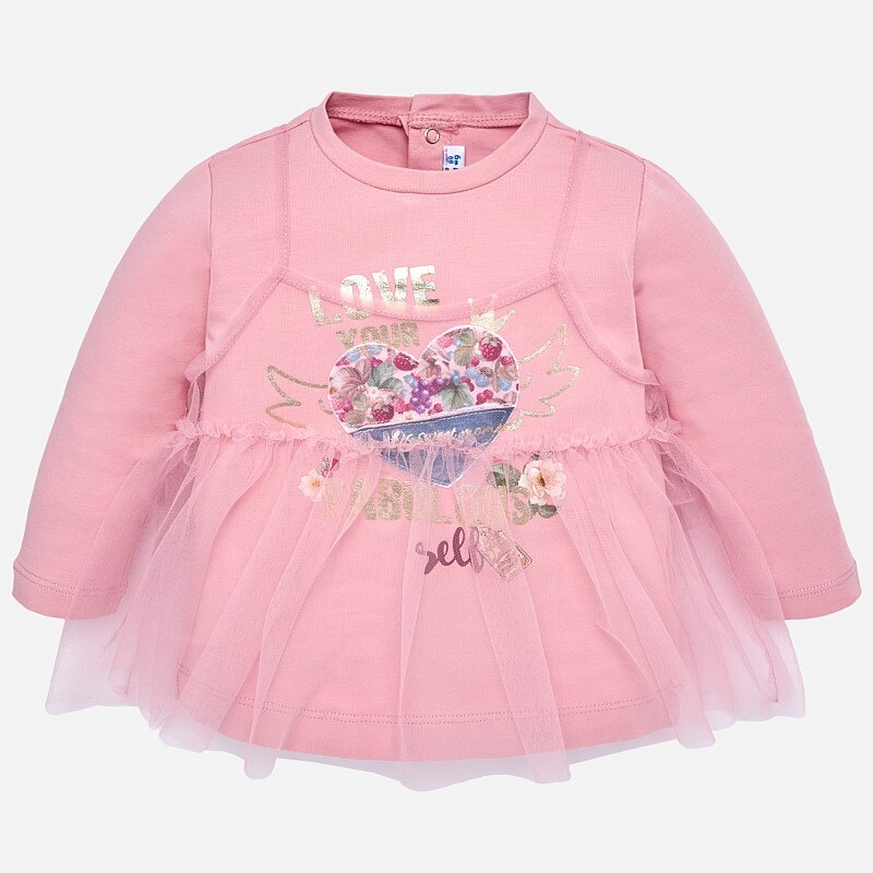Tricou maneca lunga tul pentru bebe fetita, Mayoral
